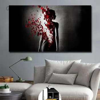 Hd Modulárny Obrázok Červeného Motýľa Nahé Dievča Plátno na Maľovanie Čierne a Biele Steny Umenie Plagáty a Vytlačí Spálne Dekorácie nástenná maľba