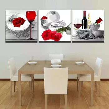 HD tlačené steny umelecké plátno modulárny Červené ružové víno maľovanie obraz abstrakt schilderijen kuchyňa izba dekorácie, obrázky