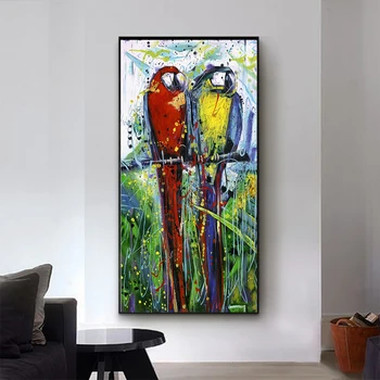 HDARTISAN Wall Art Maľovanie na Plátno Tlačiť Zvierat Obrázok Papagáje Pre Obývacia Izba Domova Bez Rámu