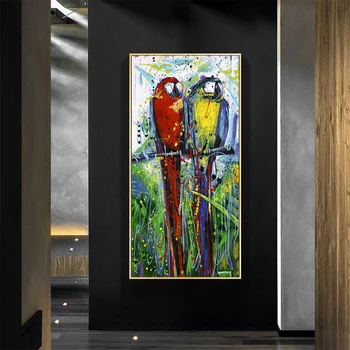 HDARTISAN Wall Art Maľovanie na Plátno Tlačiť Zvierat Obrázok Papagáje Pre Obývacia Izba Domova Bez Rámu