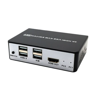 HDMI USB KVM PREPÍNAČ Podporu klávesovú Skratku na Prepínanie,4K/60Hz KVM Prepínač 2 v 1 pre Zdieľanie Tlačiarne Klávesnice Myši
