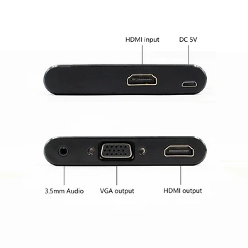 HDMI / VGA HDMI Splitter s 3,5 mm Audio Converter, Podpora Duálneho zobrazovania pre PC Projektor HDTV Multi-port VGA Adaptér