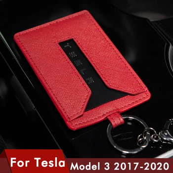Heenvn Model3 Auto Kožené Kľúč Držiteľa Karty Chránič Tlačidlo Krytu Pre Tesla Model 3 Príslušenstvo Black Príveskom Prípade Taška Tri 2020
