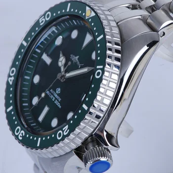 HEIMDALLR Mužov SKX007 Dive Watch Sapphire Crystal Svietiace Zelené Dial Japonsko NH35A Automatický Pohyb Mechanického Muž Relogio