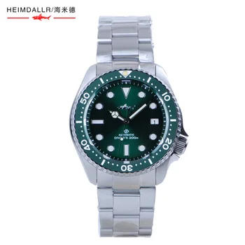 HEIMDALLR Mužov SKX007 Dive Watch Sapphire Crystal Svietiace Zelené Dial Japonsko NH35A Automatický Pohyb Mechanického Muž Relogio