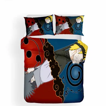 HELENGILI 3D posteľná bielizeň Nastaviť Naruto Tlač Perinu Nastaviť Bedcloth s obliečka na Vankúš Posteľ Nastaviť bytového Textilu #NT-06