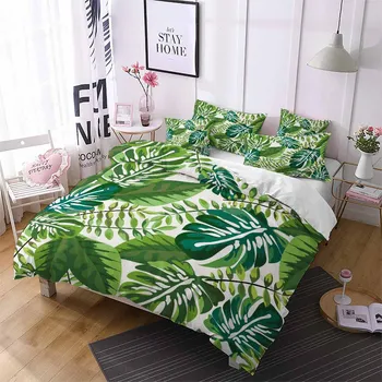 HELENGILI 3D posteľná bielizeň Nastaviť Tropických rastlín, Tlač Perinu nastaviť realisticky obliečky s obliečka na vankúš posteľ nastaviť bytového Textilu #RD-01