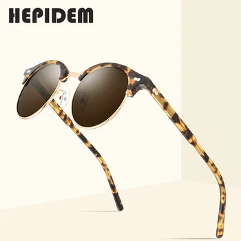 HEPIDEM Acetát Polarizované Slnečné okuliare, Muži 2020 Ženy, slnečné Okuliare Retro Vintage Okrúhle Slnečné Okuliare pre Mužov Vysokej Kvality UV400 9123