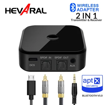 HEVARAL 2V1 Bezdrôtová Vysielač, Prijímač V5.0 APTX HD Bezdrôtové Audio Pre TV 3,5 mm SPDIF Optických Vlákien Pre Slúchadlá