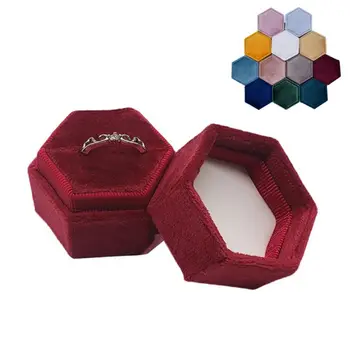 Hexagon Velvet Krúžok Box Jeden Krúžok Displej Držiak s Odnímateľným Vekom Krúžok Box, Držiak na Valentína(G90)