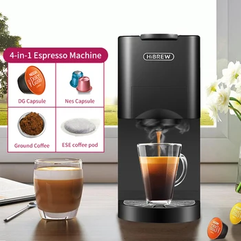 HiBREW 4 v 1 viacero kapsule expresso stroj pre Dolce gusto nespresso ESEpod kávovar powde Kartáčovaný telo z nehrdzavejúcej ocele