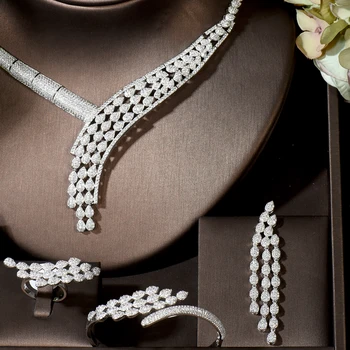 HIBRIDE Dubaj Elegantný Svadobný Náhrdelník Sada pre Ženy Cubic Zirconia Svadobné Šperky Sady pre Nevesty Príslušenstvo Bijoux N-1592