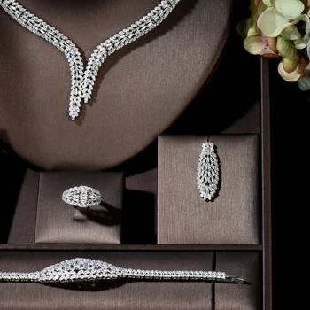 HIBRIDE Micro Pave Cubic Zirconia Luxusný Dubaj Šperky Sady pre Ženy Pletie Strany Svadobný Kostým Šperky Bijoux N-1412
