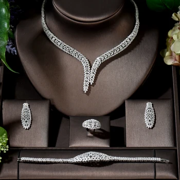 HIBRIDE Micro Pave Cubic Zirconia Luxusný Dubaj Šperky Sady pre Ženy Pletie Strany Svadobný Kostým Šperky Bijoux N-1412