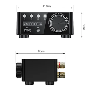 HIFI Bluetooth 5.0 Digital Power Audio Zosilňovač rada 50WX2 Stereo ZOSILŇOVAČ Amplificador Domáce Kino TF Kariet USB Prehrávač