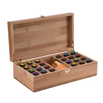 High-End Bambusovými silicami Box s 25 Mriežky DIY Ochranné Drevené Úložné puzdro pre Umelecké Ornament Dekoratívny Darček