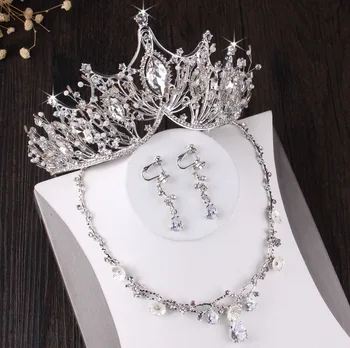 High-end zlato biele tiara náhrdelníky náušnice šperky sady nevesta svadobné doplnky