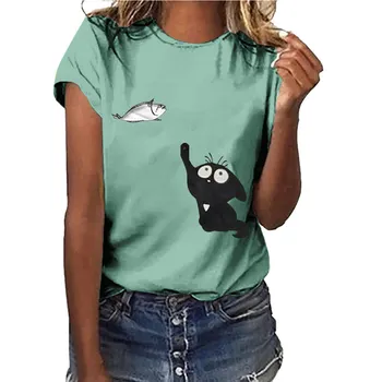 Hillbilly Camisetas Verano Mujer 2019 Mačka Lov Rýb Krásne Ženy Bavlnené Tričká Harajuku Bavlna Grafické Tees Košieľka Femme
