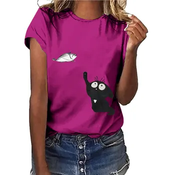 Hillbilly Camisetas Verano Mujer 2019 Mačka Lov Rýb Krásne Ženy Bavlnené Tričká Harajuku Bavlna Grafické Tees Košieľka Femme