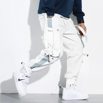 Hip-hop mužov nohavice Sweatpant mužov hárem nohavice multi-vrecko na páse s nástrojmi pánske športové nohavice streetwear bežné mužov bežné nohavice