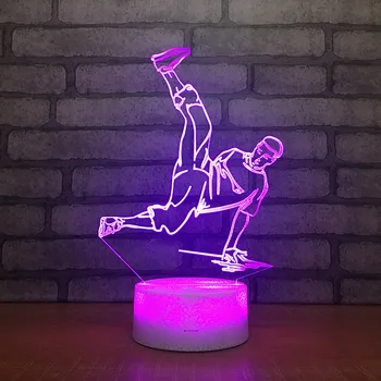Hip-hop Tanečnica 3D Ilúziu Lampa lámanie Street Dance LED 7 Farebný Dotykový Senzor USB Prevádzkované Darčeky Pre chlapcov Hudby Stolná Lampa