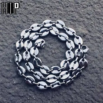 HIP Hop Šírka 7 MM 9 MM 11 MM z Nehrdzavejúcej Ocele Kávové Zrná Reťazí Náhrdelník Reťazca Pre Mužov Šperky
