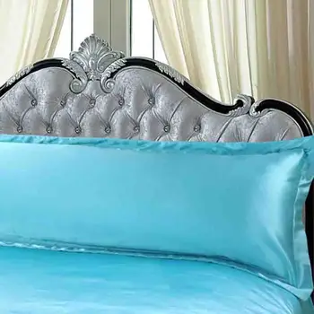 Hladký povlak na Vankúš Dlho Pillowslip Biely Vankúš Kryt pre spálne hotel Hodvábny Satén Textílie bytový Textil Domáce Dodávky