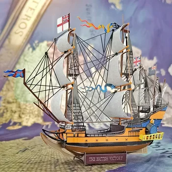 HMS VICTORY UK Britská Loď 3D Kovov Hádanky Trajektové Lode Čierna Perla, Model Laser Skladačka Rez Príručka DIY Remesiel pre Dospelých Darček Hračky