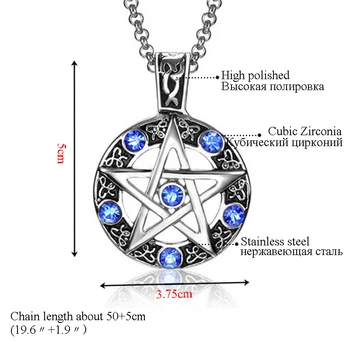HOBBORN Vintage KORE Pentacle Šperky, Náhrdelníky & Pendents Ženy Titánové Ocele Amulet Kabbalah Nezávislá Mužov Drahokamu Náhrdelník