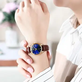 Hodinky pre ženy, automatické mechanické hodinky dámske kožené hornej značky Luxusných malých hodiny rose gold Pár sledovať darčeky Nepremokavé