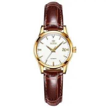 Hodinky pre ženy, automatické mechanické hodinky dámske kožené hornej značky Luxusných malých hodiny rose gold Pár sledovať darčeky Nepremokavé