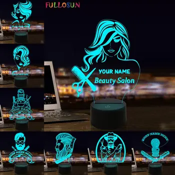 Holičstvo, 3D Ilúziu Lampa kaderníctvo Salón Krásy LED Nočné Svetlo Tvorivé Prihlásiť 3D Vizuálny LED Nočné Lampy