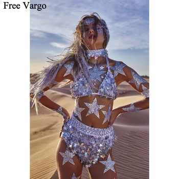 Holografické Burning Man Rave EDM Hudobný Festival Star Ďalšie Oblečenie Oblečenie, Výstroj Kombinézu Tanečné Nosiť Ženy Spevák Fáze Kostým