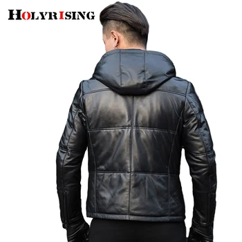 Holyrising reálne Ovčej kože kožená bunda pánská bunda, kabát s kapucňou kožená bunda teplá pánske sako 19402