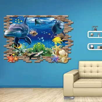 Home Decor 3D pod morom stenu, nálepky 60*90 cm blue sea world animal stenu, lepenie plagátov pokles lodnej dopravy na predaj D35M31