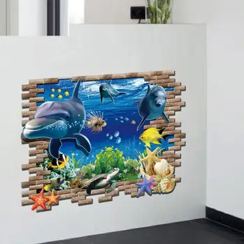 Home Decor 3D pod morom stenu, nálepky 60*90 cm blue sea world animal stenu, lepenie plagátov pokles lodnej dopravy na predaj D35M31