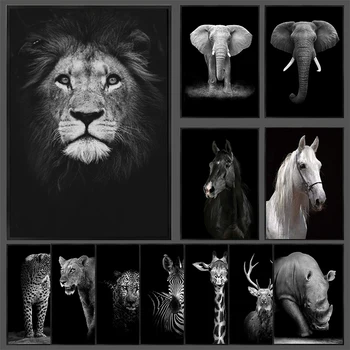 Home Decor Plátno Maľby Zvierat Wall Art Lev, Slon Jeleň Zebra Plagáty a Vytlačí na Stenu Obrázky a Obývacej Miestnosti Dekorácie