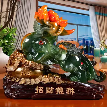 HOME OFFICE Spoločnosti OBCHOD AUTO Účinným prosperujúce podnikanie veľa šťastia Peniaze Kreslenie Živice jade Dragon PI XIU FENG SHUI socha