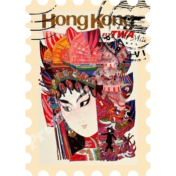 Hong Kong suvenír magnet vintage cestovné plagát