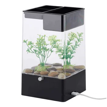 HONGYI Lenivý Mini Akrylové akvárium Stôl Priehľadné Akvárium Tvorivé Self-čistenie Ekologické akvárium