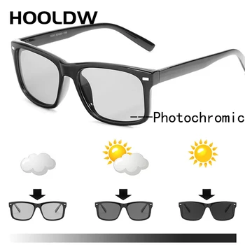 HOOLDW Mužov Námestie Polarizované Photochromic slnečné Okuliare Dizajn Značky Night Vision Okuliare Jazdy Okuliare Proti oslneniu Slnečnými okuliarmi