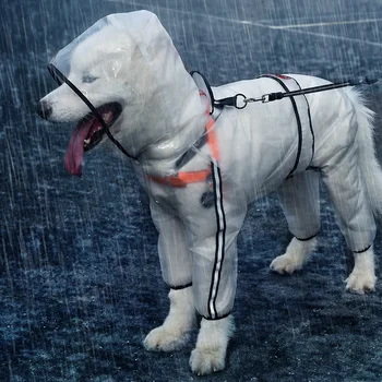 HOOPET Pet Pršiplášť Šteňa Štyri Nohy s Kapucňou Transparentné Nepremokavé Teddy Veľký Pes Daždi, Oblečenie pre Zvieratá