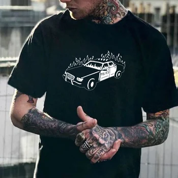 Horiace Auto Muži Móda Streetwear T Shirt Muž Lete Hip Hop Tričko Harajuku Krátke Bavlnené Tričko Grunge Swag Topy
