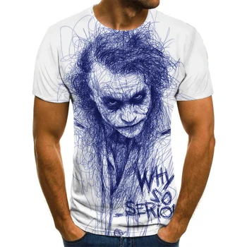 Horor klaun pánske T-shirt smiešny klaun tvár topy 3D vytlačené Cool fashion-krátke rukávy tričko Joker Oblečenie, streetwear