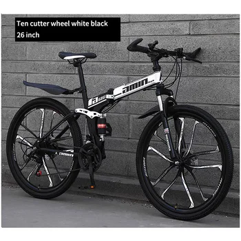 Horský bicykel pre dospelých s 26-palcový 21/24/27-speed duálny-kotúčové brzdy dvojitý tlmič integrovaný kolesa off-road skladací bicykel