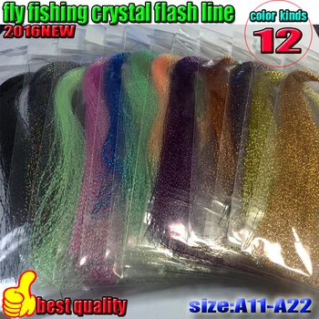 HORÚCE fly rybárske crystal line flash 12color vlasec lákať line fly rybárske viazanie materiál niť 12bag/veľa dĺžka je 30 CM