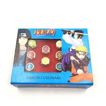 Horúce Japonské Anime Naruto Krúžky Akatsuki Členských Krúžok Uchiha Itachi Pre Ženy, Mužov Narodeninám 10pcs/nastavenie Strany Šperky s Box