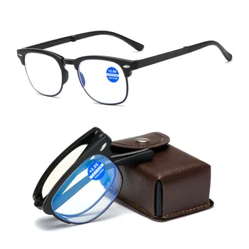 Horúce Módne Skladacie Okuliare na Čítanie Muži Ženy Anti-modré Svetlo Okuliare Prenosné Ďalekozrakosť Okuliare S Okuliare, Puzdro +1,0 Až +4.0