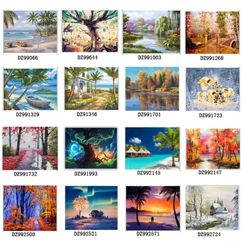 Hot predaj diy Maľovanie Podľa Čísel Olej Diy Obrázky stromov Na Plátno Bez Rámu digitálne maľovanie na stenu decor