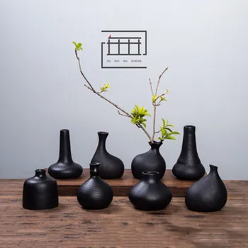 Hot Predaj Nové Čierne Keramické Kvet Usporiadanie Malá Váza, Domáce Dekorácie Malá Váza Stola Ornament Remeslá